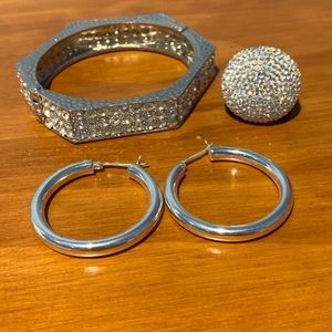 Silver costume jewelry set